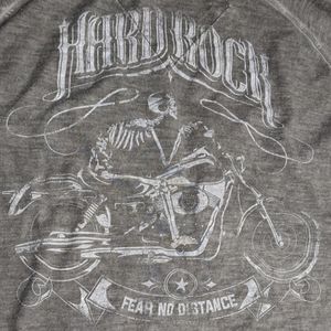 Hard Rock Fear No Distance Dark Heather Gray Mens XL Long Sleeve Henley Shirt